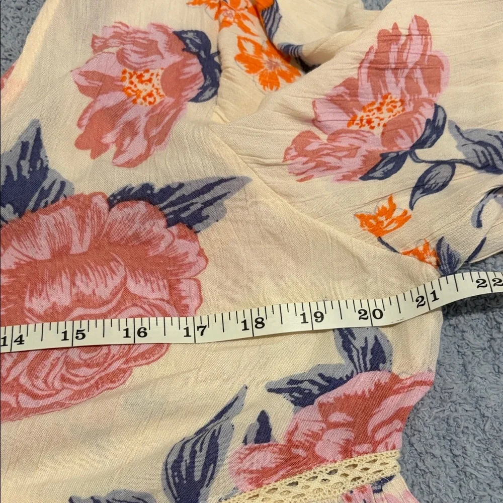 Angie Cream Blouse with Pink and Orange Floral Design - Picture 6 of 7